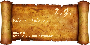 Kéki Géza névjegykártya